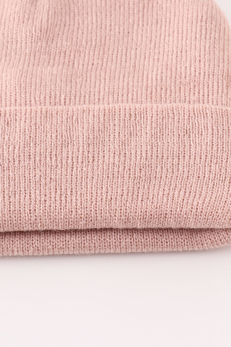Pink Ribbed Basic Knit Beanie - Essential Southern Charm