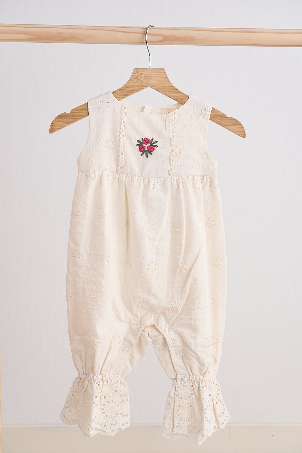 White Hand Embroidery Floral Lace Jumpsuit - Essential Southern Charm