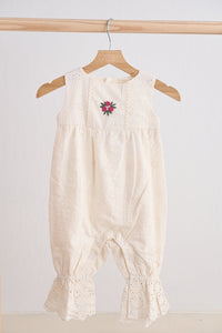 White Hand Embroidery Floral Lace Jumpsuit - Essential Southern Charm
