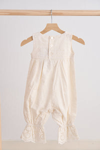 White Hand Embroidery Floral Lace Jumpsuit - Essential Southern Charm