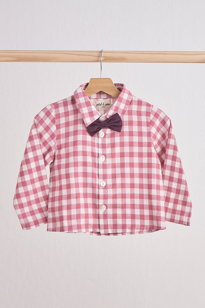 Pink Gingham Boy Flannel Button Down Shirt - Essential Southern Charm