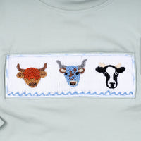 Luxe Sage Cow Hand Smocked Gingham Pants Set - Essential Southern Charm