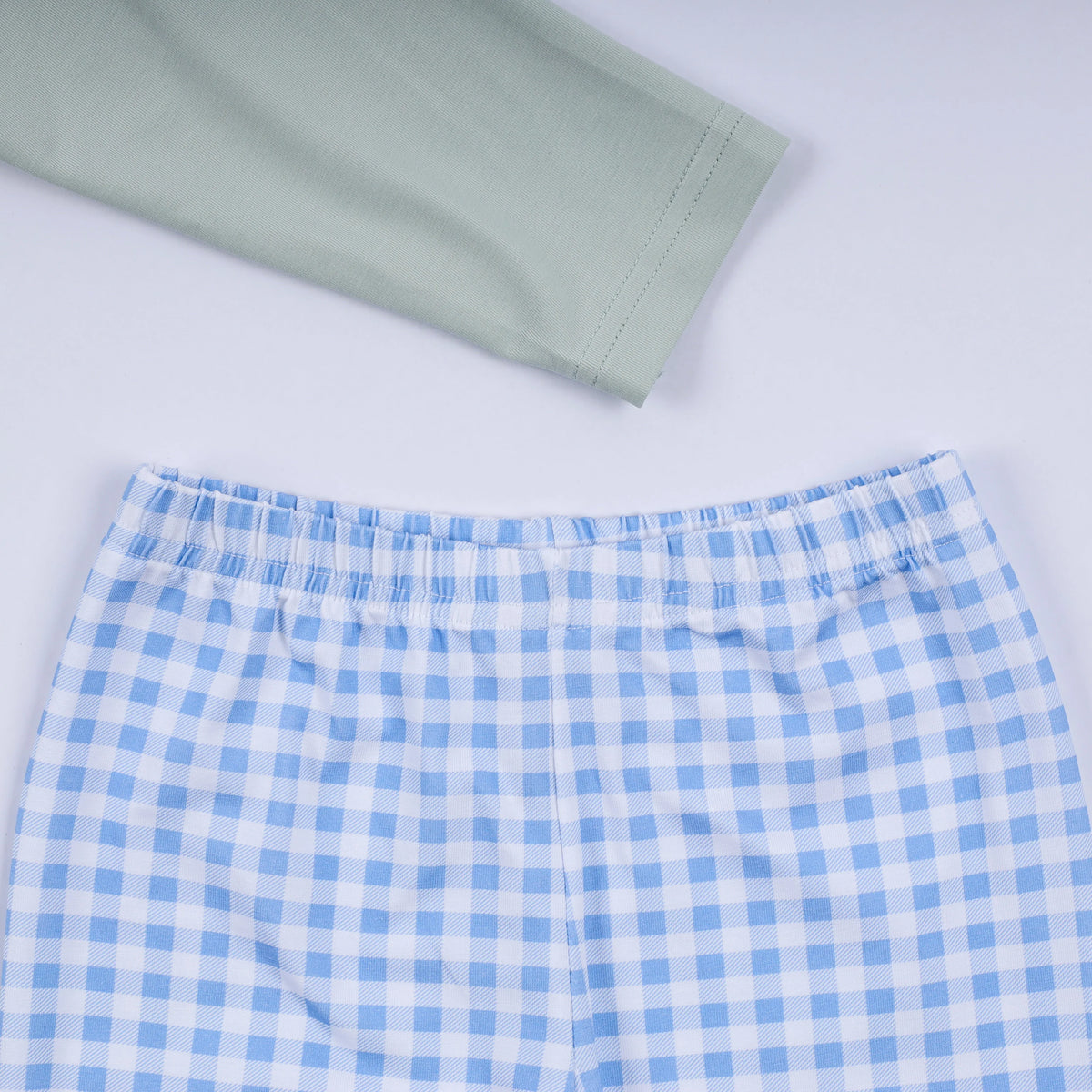 Luxe Sage Cow Hand Smocked Gingham Pants Set - Essential Southern Charm