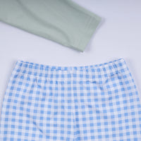 Luxe Sage Cow Hand Smocked Gingham Pants Set - Essential Southern Charm