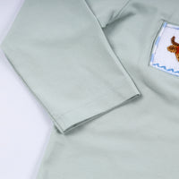 Luxe Sage Cow Hand Smocked Gingham Pants Set - Essential Southern Charm