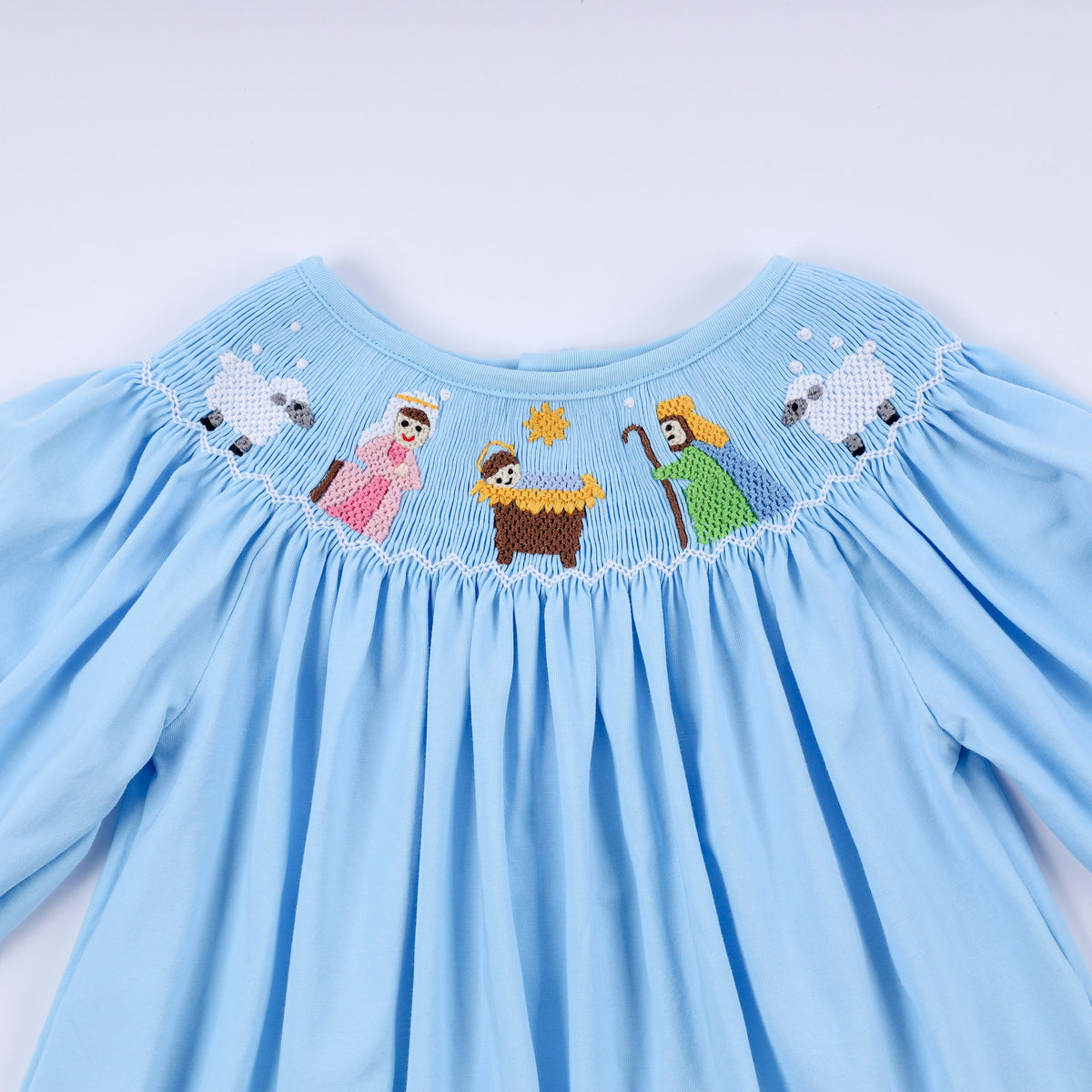 Nativity hand smocked ruffle pants set
