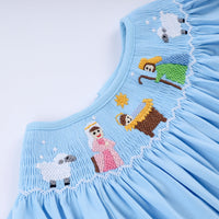 Nativity hand smocked ruffle pants set