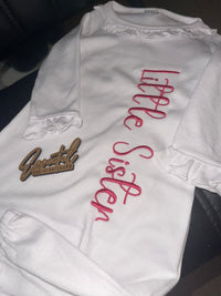 Little Sister Embroidered Newborn Baby Gown