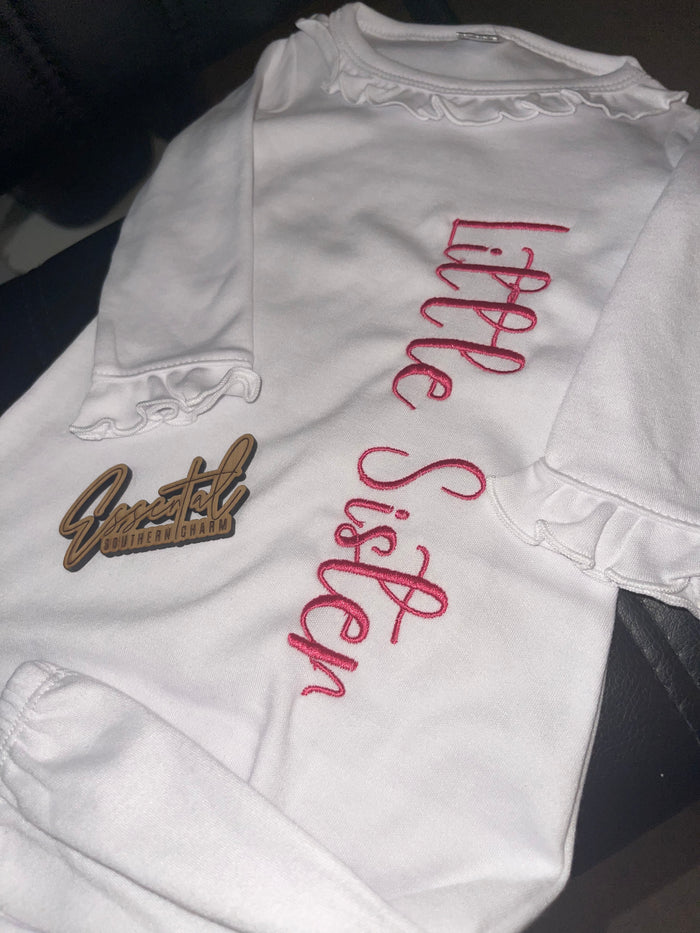 Little Sister Embroidered Newborn Baby Gown