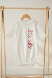 Little Sister Embroidered Newborn Baby Gown