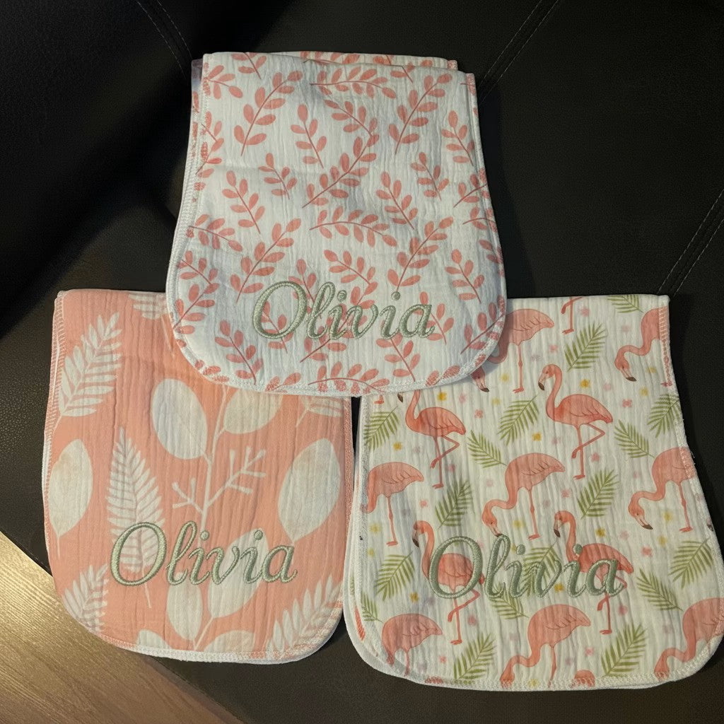 Personalized Monogram Burp Cloths (Set of 3)
