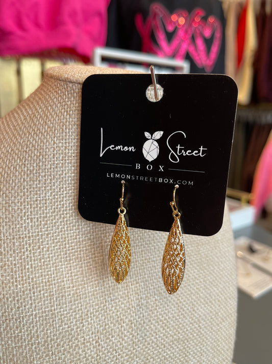 Gold Lace Teardrop Earrings