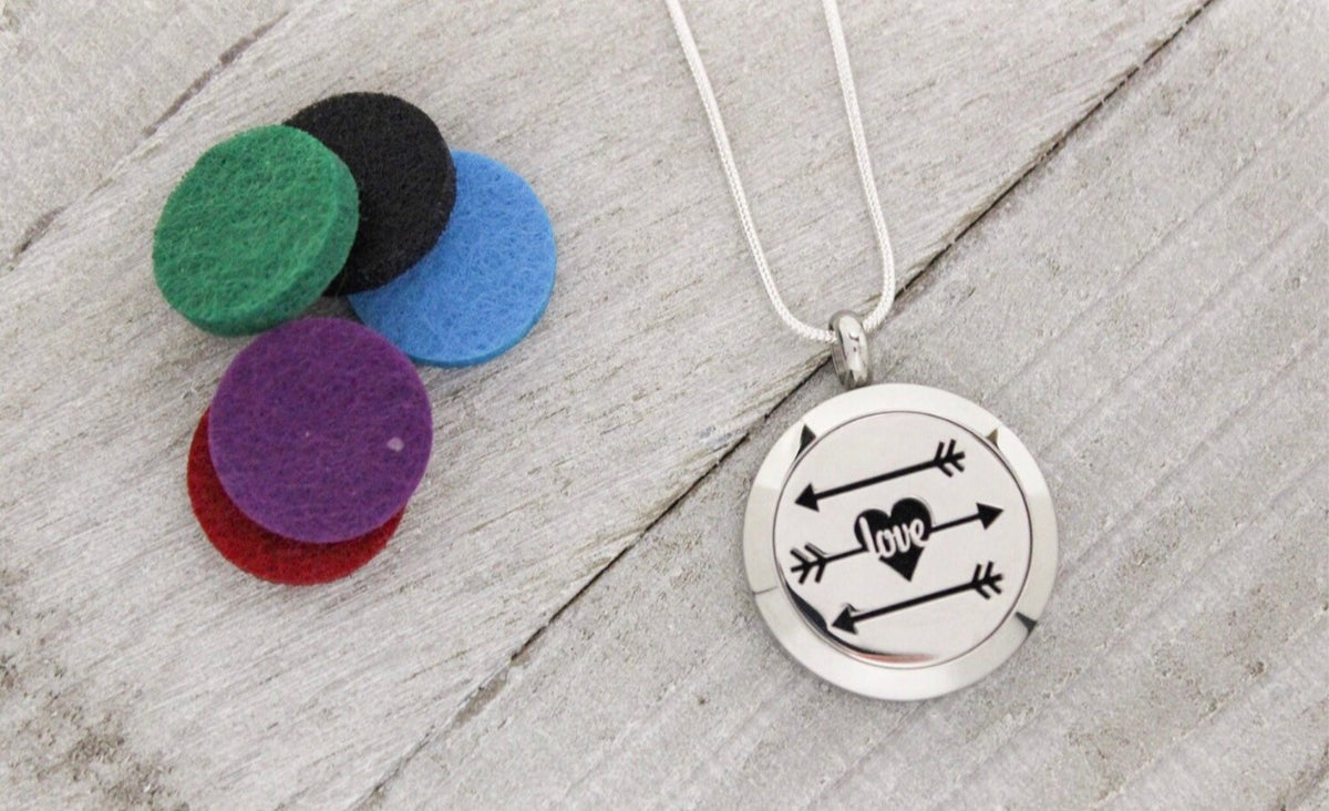 Stainless Steel Essential Oil/Perfume Locket - Arrow to My Heart