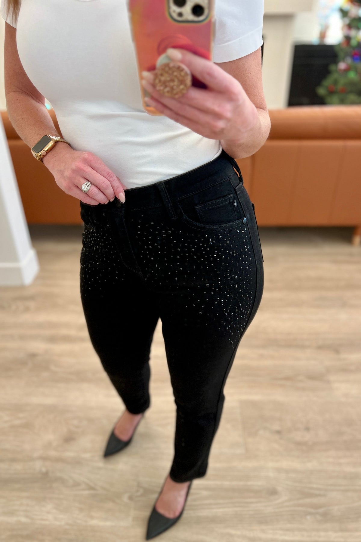 Reese Rhinestone Slim Fit Jeans in Black - Essential Southern Charm