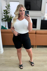 Ava High Rise Control Top Cuffed Shorts in Black - Essential Southern Charm