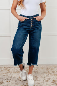 Janice High Rise Button Fly Wide Leg Crop Jeans - Essential Southern Charm