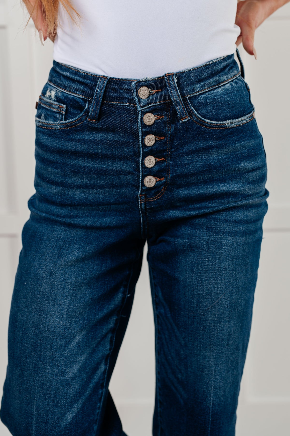 Janice High Rise Button Fly Wide Leg Crop Jeans - Essential Southern Charm