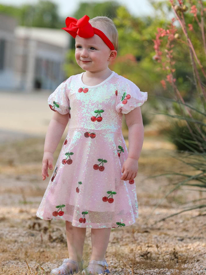 Sweet Cherry Sequins Cute Dress - Essential Southern Charm