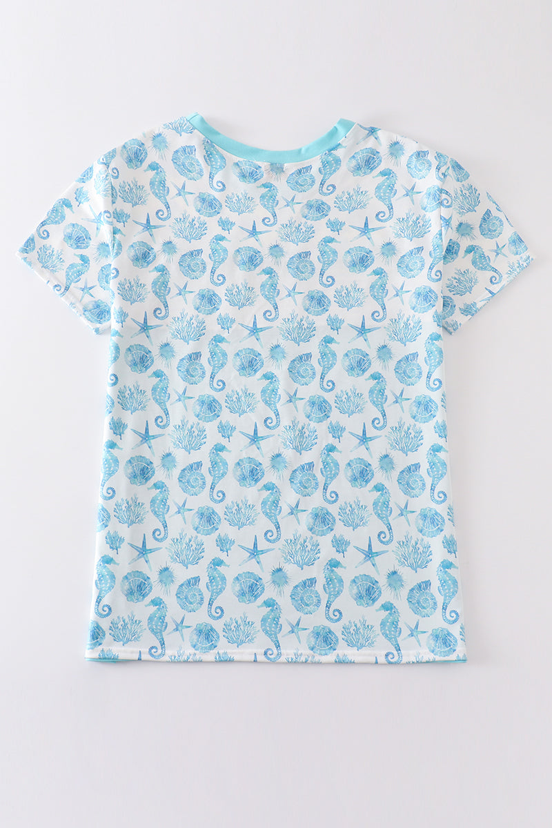 Marine Creature Print Men Top - Essential Southern Charm