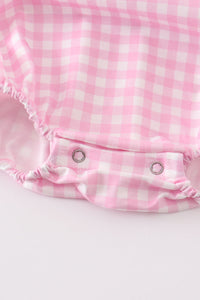 Tractor embroidery plaid girl bubble