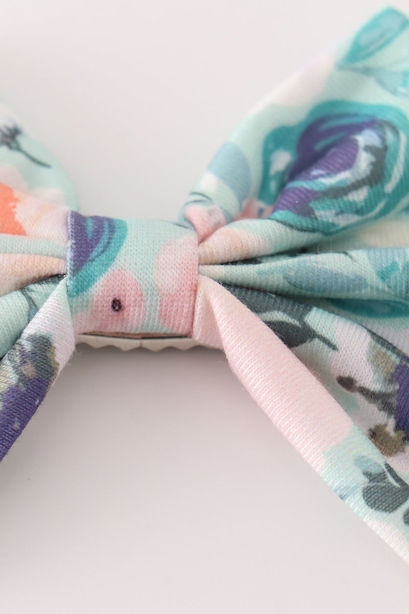 Green Garden Serenity Print Girl Piggie Hair Bow - Essential Southern Charm