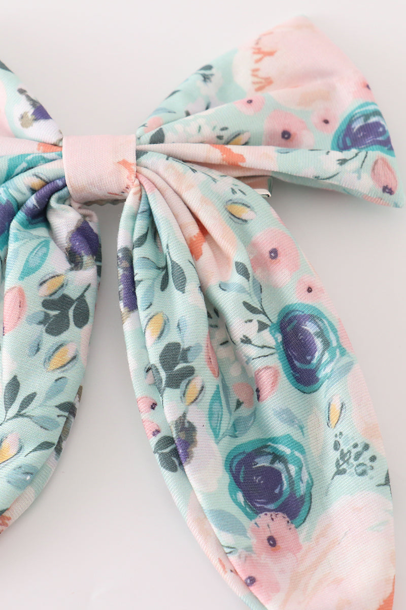 Green Garden Serenity Print Girl Sailor Bow - Essential Southern Charm