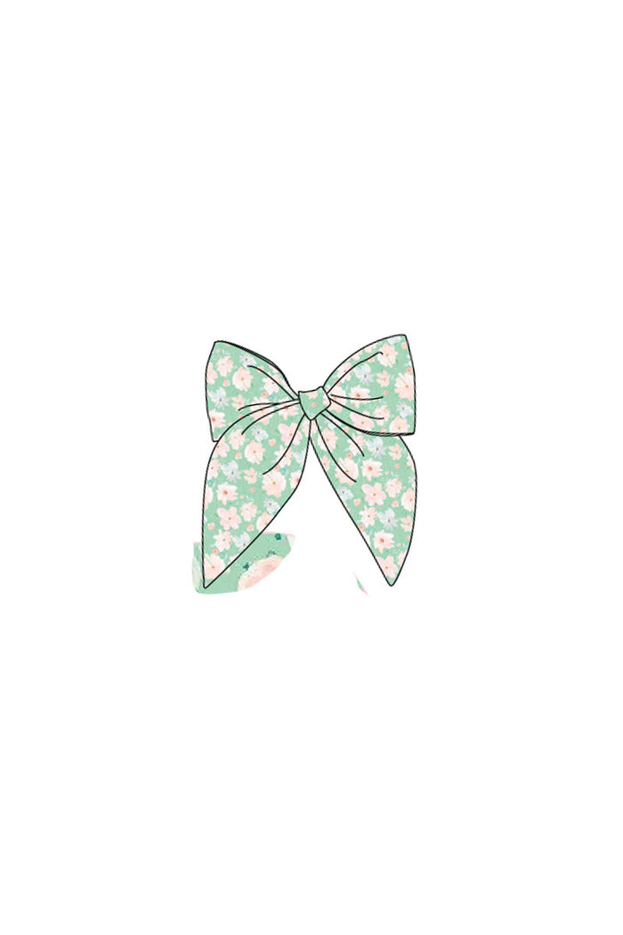 Green Floral Print Girl Sailor Bow - Essential Southern Charm