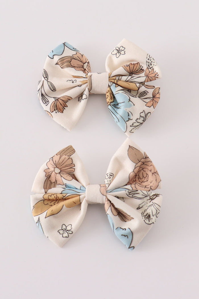 Floral Print 2Pc Hair Bow - Essential Southern Charm