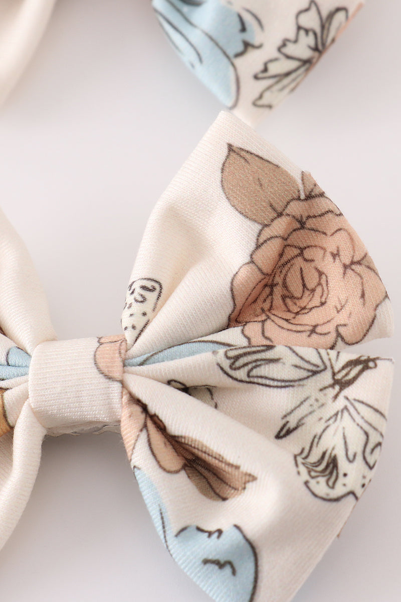 Floral Print 2Pc Hair Bow - Essential Southern Charm