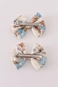 Floral Print 2Pc Hair Bow - Essential Southern Charm