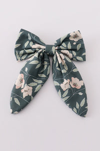 Green Forest Bloom Print Girl Sailor Bow - Essential Southern Charm