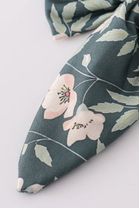 Green Forest Bloom Print Girl Sailor Bow - Essential Southern Charm
