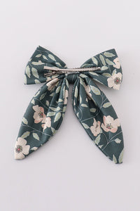 Green Forest Bloom Print Girl Sailor Bow - Essential Southern Charm