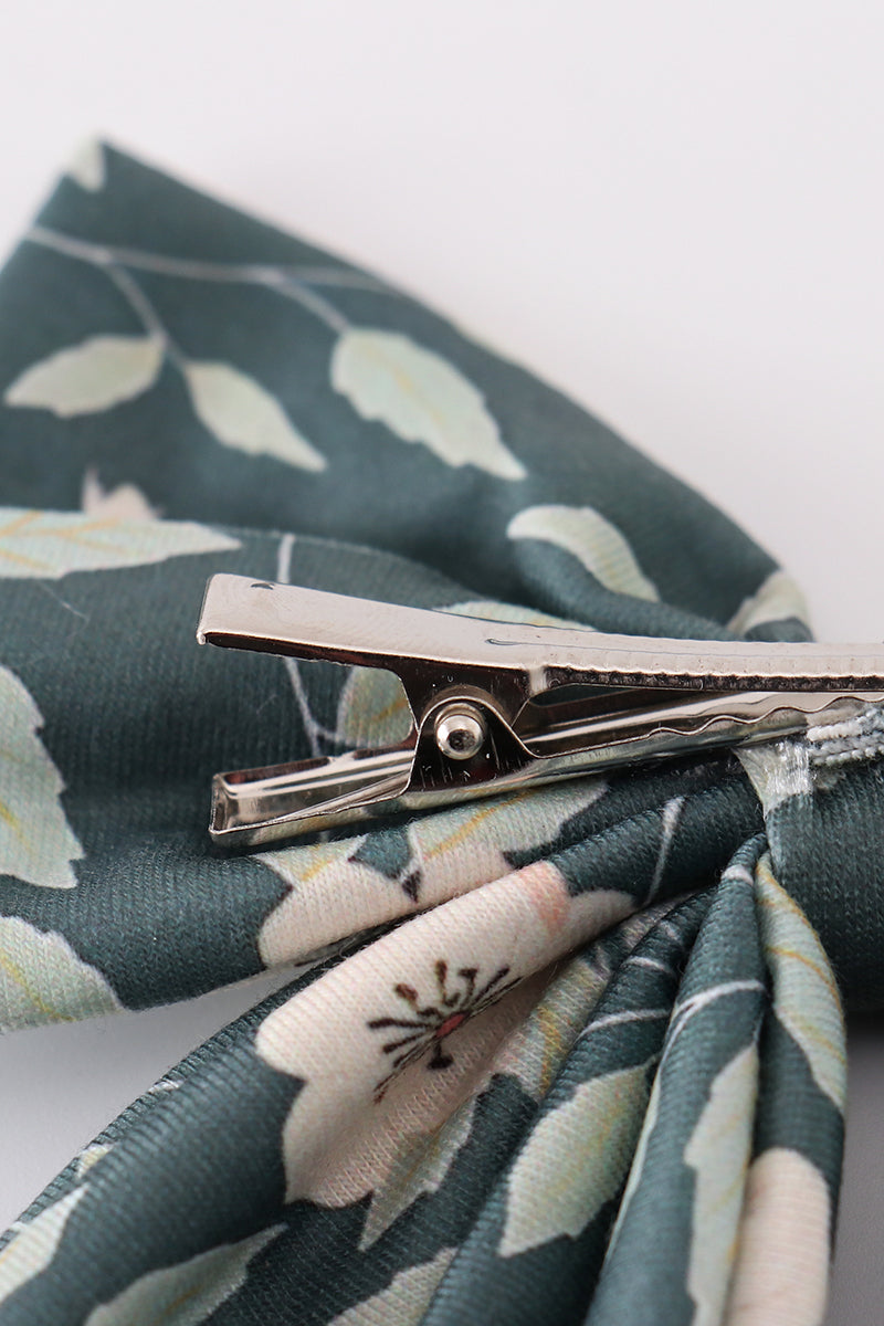 Green Forest Bloom Print Girl Sailor Bow - Essential Southern Charm