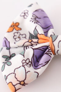 Coral Floral Print 2Pcs Piggie Hair Bow - Essential Southern Charm