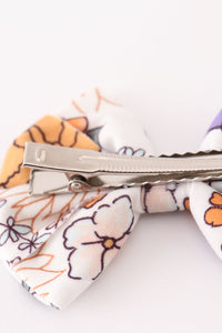 Coral Floral Print 2Pcs Piggie Hair Bow - Essential Southern Charm