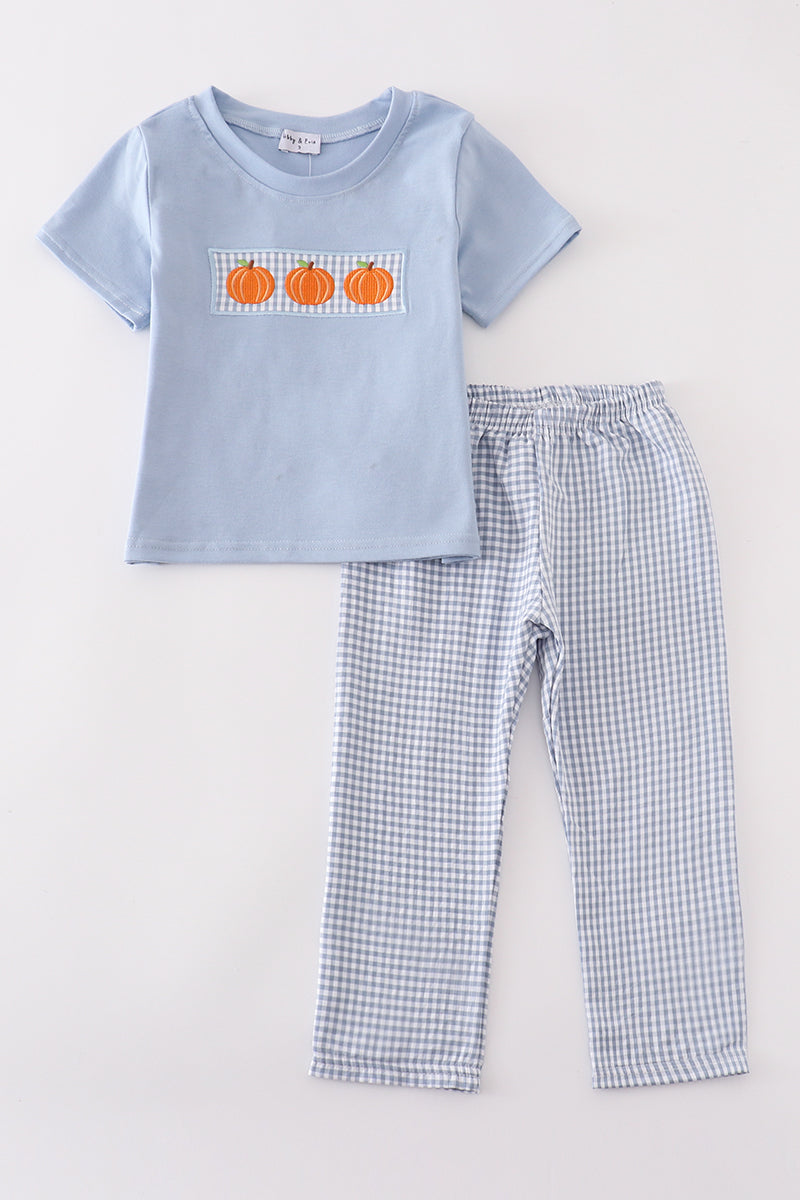 Pumpkin embroidery boy set
