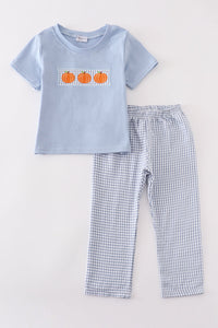Pumpkin embroidery boy set