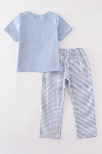 Pumpkin embroidery boy set
