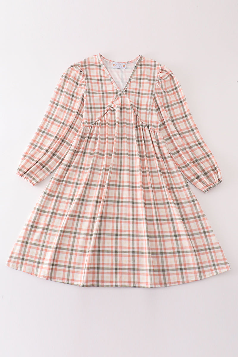 Green Watercolor Plaid Mom&Me Dress - Essential Southern Charm