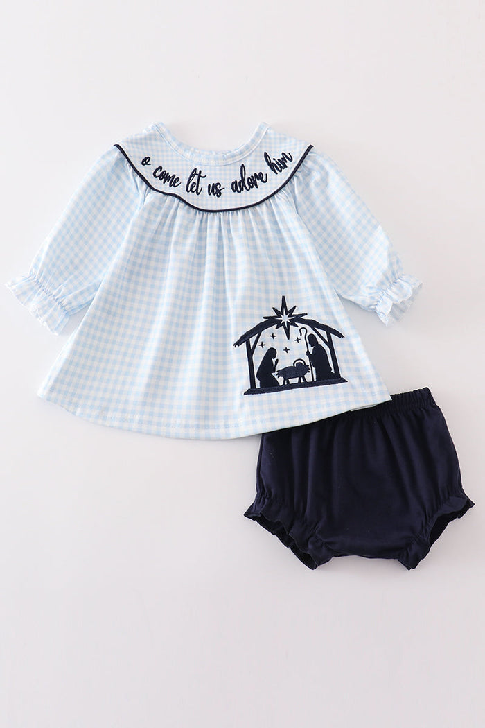 Nativity embroidery girl bloomers set