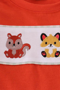 Fox Embroidery Gingham Pants Set - Essential Southern Charm