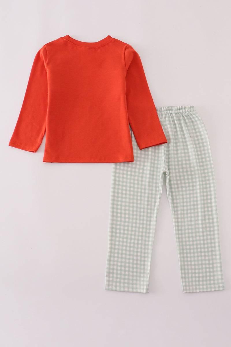 Fox Embroidery Gingham Pants Set - Essential Southern Charm