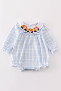 Thanksgiving turkey french knot plaid girl bubble