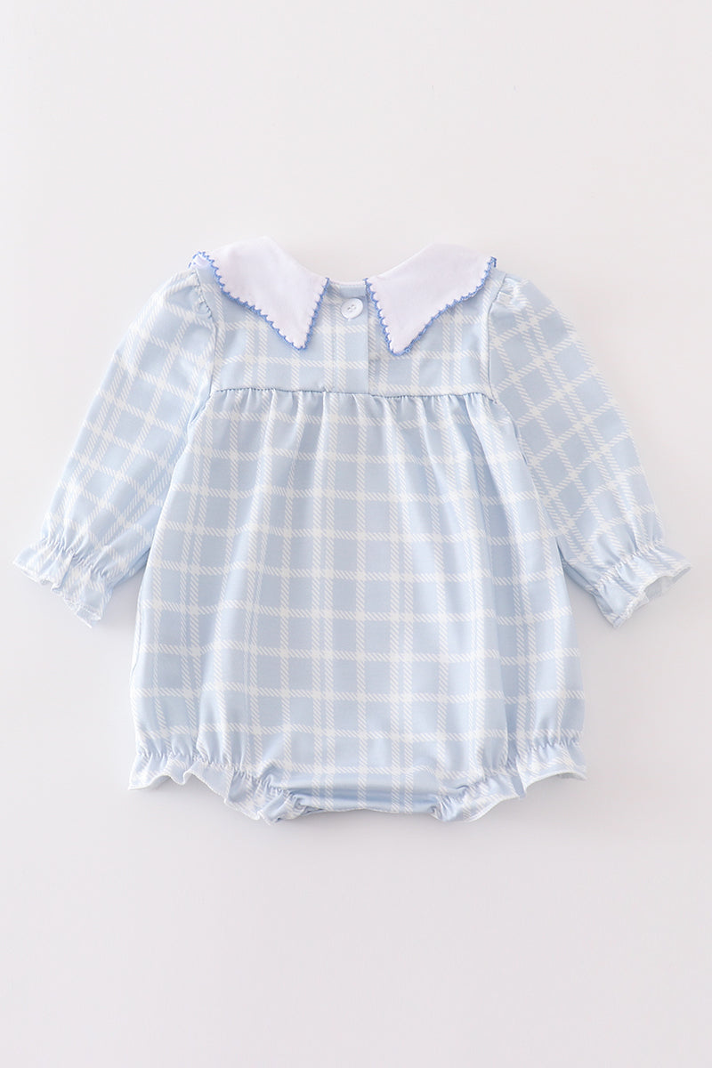Thanksgiving turkey french knot plaid girl bubble