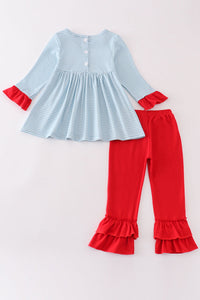 Santa claus embroidery girl set