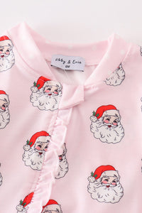 Santa print Zipper girl romper