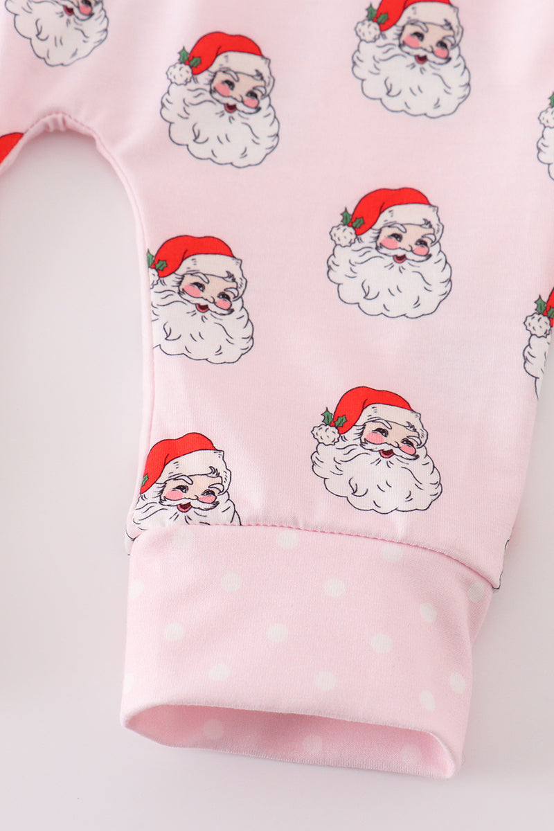 Santa print Zipper girl romper