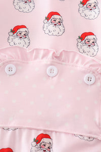 Santa print Zipper girl romper