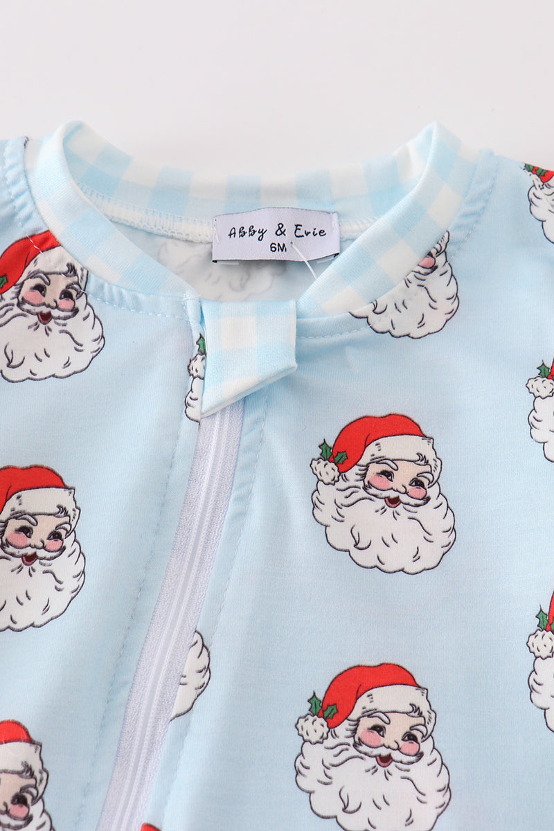 Santa print Zipper girl romper